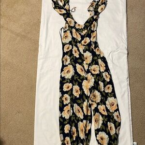 Forever 21 Floral Jumpsuit - Black and Cream